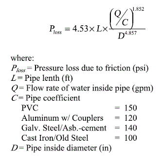 calculate prssure in pipe